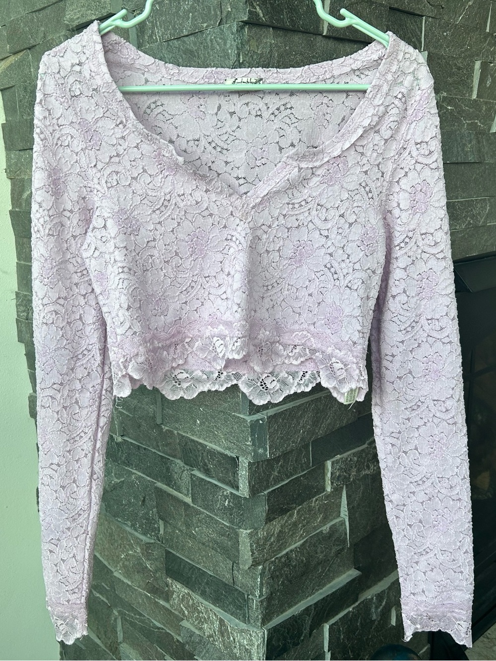 Free People Intimately “Cloud Ride Lace Crop Top” in Lavender